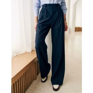 Sézane Loulou Trousers Navy & Ecru Stripes Size EU 34 (US 2) Fall 2023
